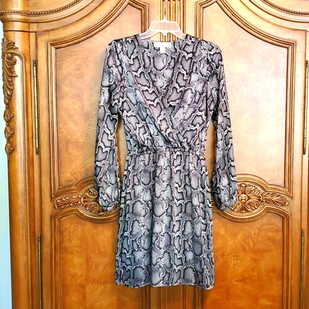 MICHAEL KORS JERSEY PYTHON MOC WRAP DRESS SZ 4